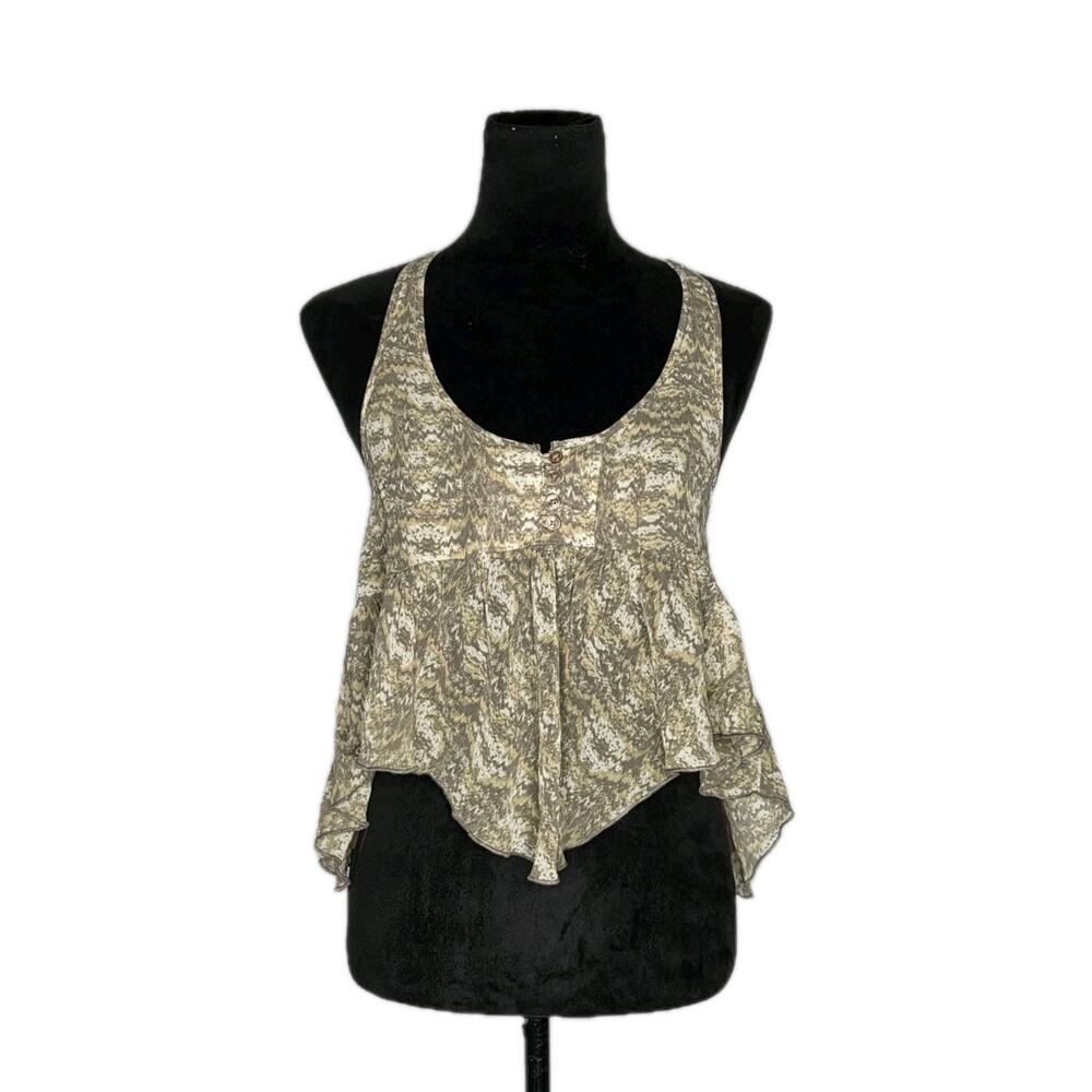 Urban Outfitters Fairycore Tank Top XXS Boho Peplum Racerback Flowy Ruffle